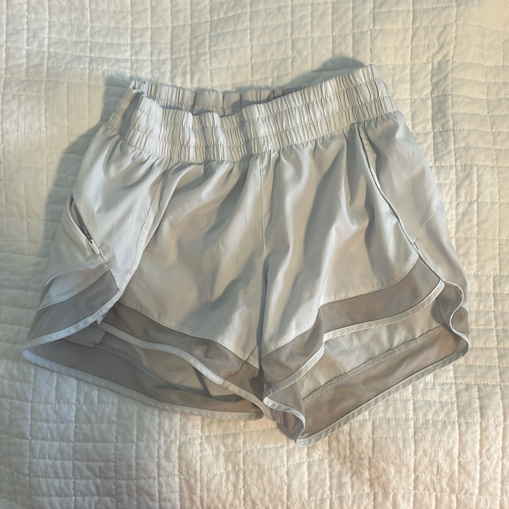 White Athleta Racer Run Shorts